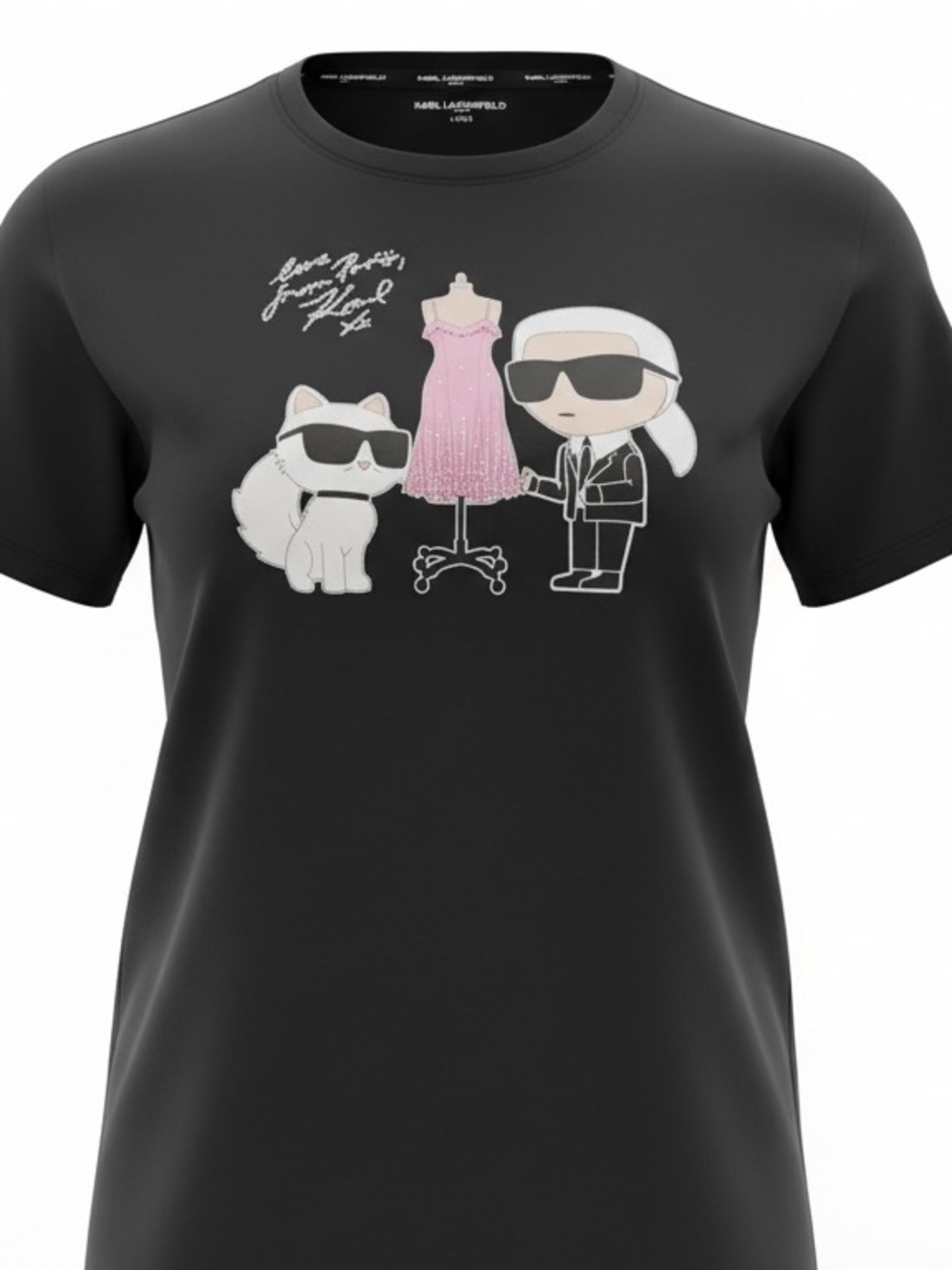 Karl Lagerfeld Black Tee Large embellished with rhinestones New black